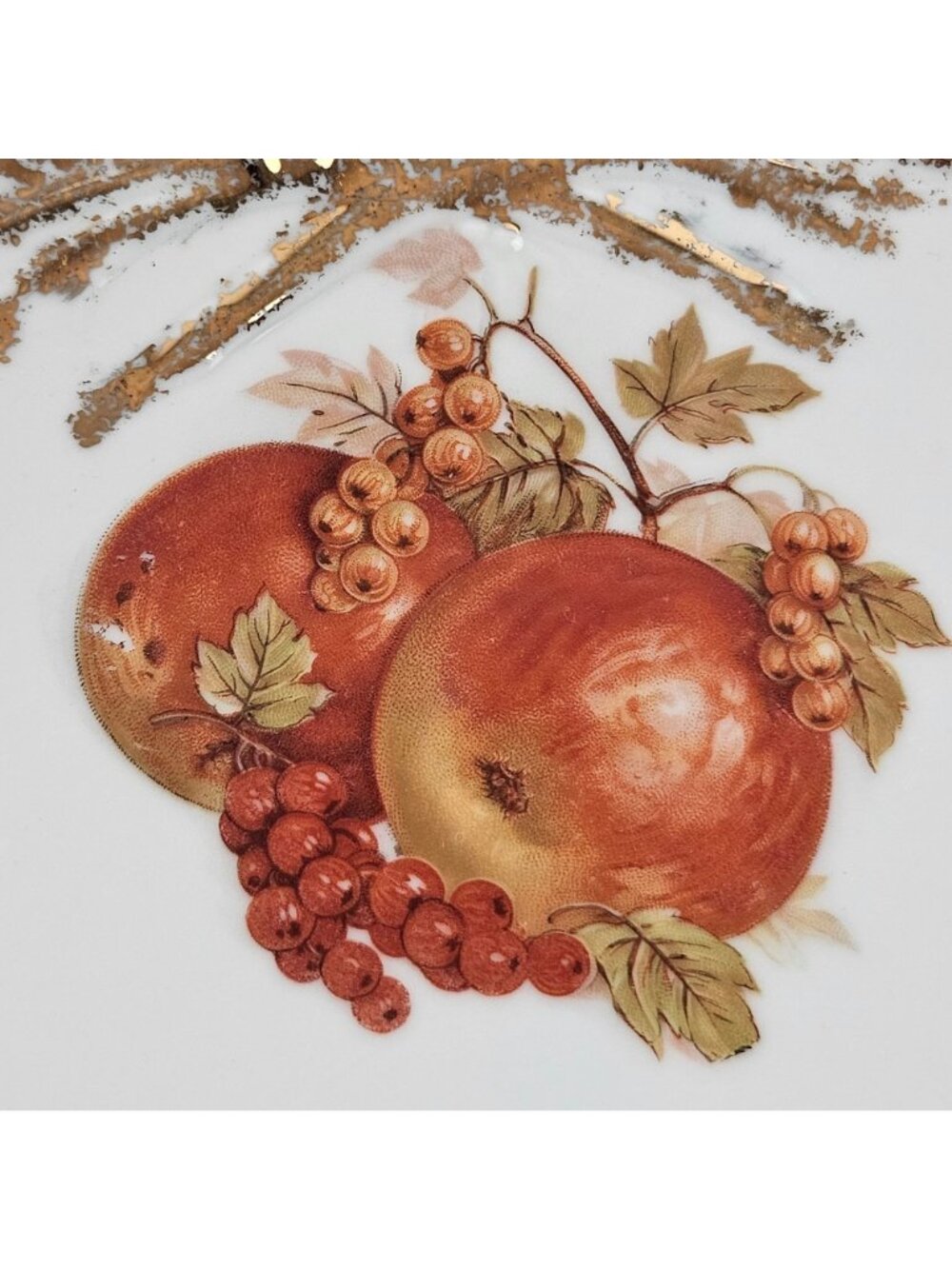 Hutschenreuther Serving Tray Cake Plate Fruit Design Gold Handles Germany Vintag - Picture 8 of 10